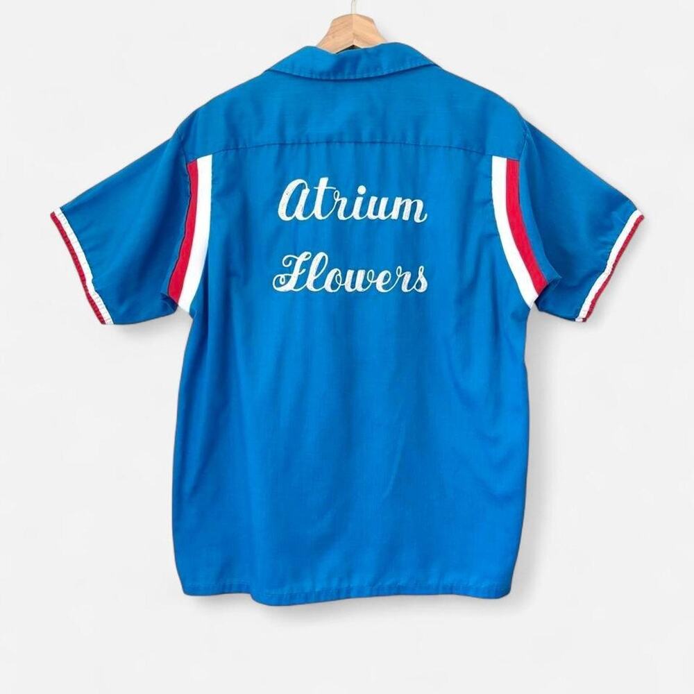 70s Vintage Hilton OOAK Bowling Shirt Chain Stitch Floyd Atrium Flowers- XL